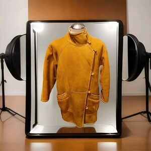 Friitala Tan Suede Shearling Coat Made In Finland Women’s Size 10